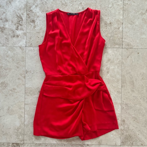 ZARA red jumpsuit/ romper blazer. Sleeveless blazer wrap jumpsuit. NWOT Size S - Picture 8 of 11